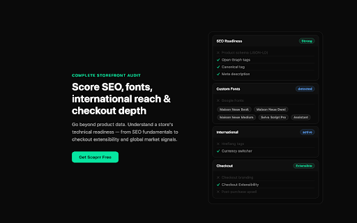 Scoprr :: Instant store economics snapshot for ecommerce storefronts using publicly available data.