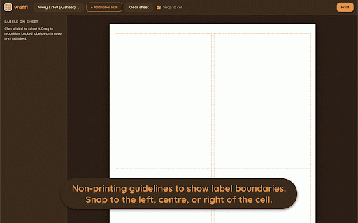 Waffl – Smarter Postage Label Printing :: Lay out postage label PDFs on A4 for eBay, Etsy & more. Custom templates, free positioning and flexible layouts. Perfect every time.