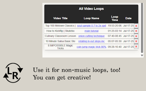 YouTube Loop Repeater: Music Practice Tool :: Loop any video/song on YouTube with custom controls, incrementally increase speed, save loops. No more clicking through videos!