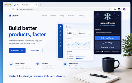 Inspect Freeze by Kaleem Code Academy :: Freeze the changes you make to a page with Inspect Element so they persist after refreshing.
