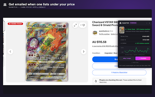 BankTCG - Card Price Intelligence :: Sold-comp market prices, 90-day history and deal scores on eBay listings for Pokémon, Yu-Gi-Oh!, Magic and One Piece.