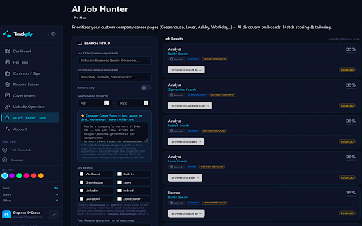 Trackply :: Track jobs, generate AI cover letters, and manage applications from any job listing page.