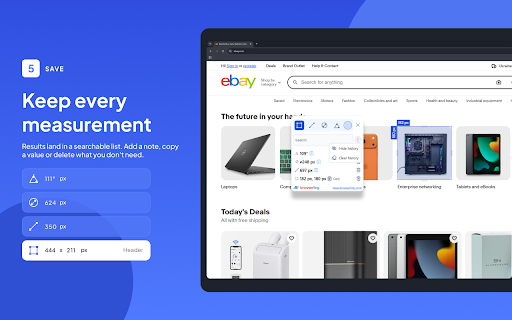 Page Ruler by Browserling – Measure Pixel Distance :: Measure webpage elements, distances, sizes, and angles in pixels with an accurate browser ruler.