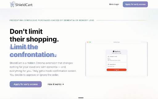 ShieldCart :: Adds a safety check to every online checkout — confirm purchases before they're charged.