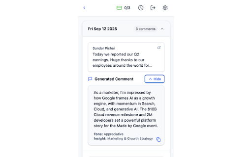 UserWins AI - LinkedIn Assistant :: LinkedIn comment generator that creates personalized, engaging comments for professional networking.