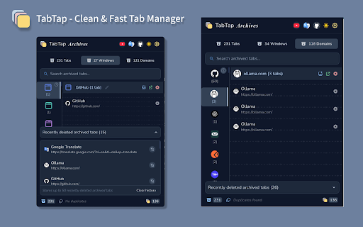TabTap - Clean & Fast Tab Manager :: Search, organize, and manage tabs with ease. Make browsing simple and stress-free.