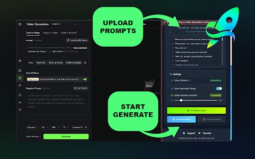 KlingGen: Kling AI Bulk Video Generator :: Bulk Generate Kling AI Videos from Text & Images | Text-to-Video & Image-to-Video Automation