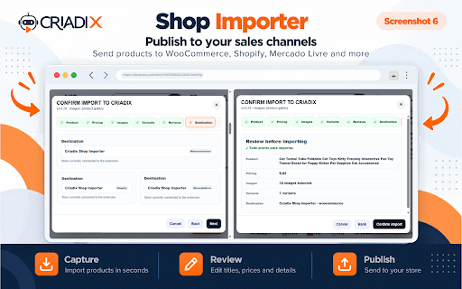 Criadix Shop Importer :: Capture products and reviews from supported marketplaces and import them through Criadix Shop Importer.