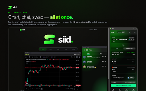 Siid :: Non-custodial Solana wallet with end-to-end encrypted chat, DEX swaps, and limit orders. Your keys never leave your device.