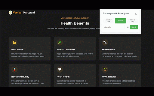 Synonyms Finder :: Ai based extension to find synonyms and antonyms of words