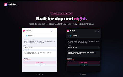 QA Toolkit :: All-in-one QA toolkit for web developers: inspect CSS, mock APIs, format JSON, pick colors, switch user agents, and more.