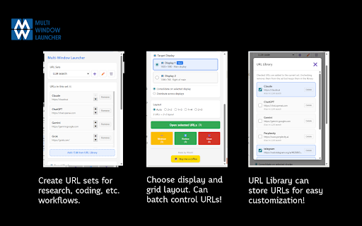 Multi-Window Launcher :: マルチエージェント運用に向けて、複数のWebページを一度にグリッド配置で開くツール