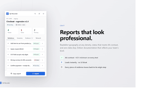 QA Recorder :: Local-first extension to record QA sessions, evidence and reports.