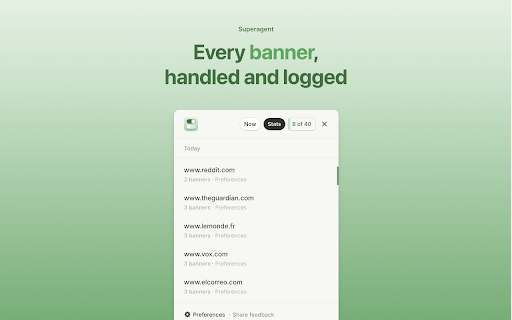 superagent - Automatic cookie consent :: superagent fills out cookie consent forms based on your preferences, saving you time and letting you take control of your privacy.