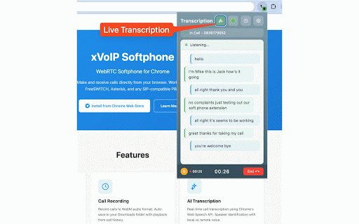 xVoIP Softphone :: WebRTC softphone with click-to-dial