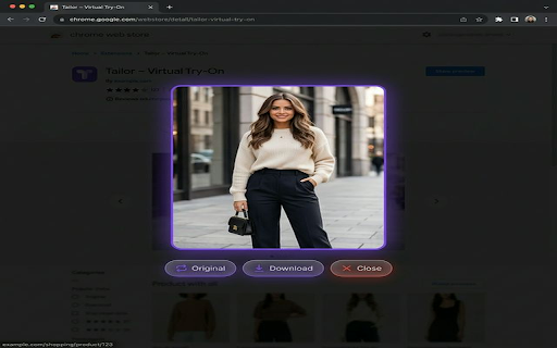 Tailor – Virtual Try-On :: AI-powered virtual try-on. See yourself in any outfit from your favorite online stores instantly — right from the product page.