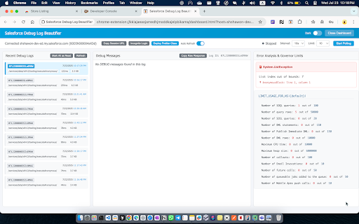 Salesforce Debug Log Beautifier :: Beautify Salesforce debug logs with syntax highlighting, clear JSON formatting, and smart real-time polling.