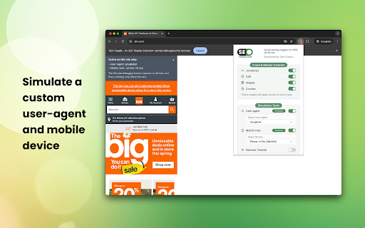 SEO Toggle - An SEO Testing Extension :: SEO testing made easy: Disable JS, CSS, images & cookies. Simulate user-agents, mobile devices and more!
