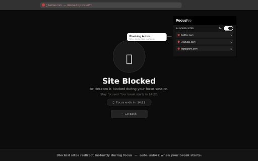 FocusPro — Timer & Site Blocker :: Stay focused with Pomodoro timer and intelligent site blocking. Built for deep work.