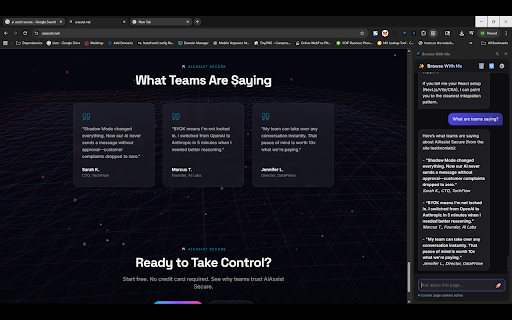 Browse With Me :: Premium AI research assistant that shares browser context with LLMs.