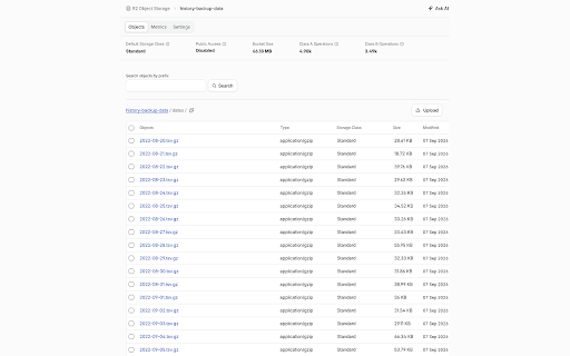 Save Full History(>90 days) + Cloud Backup(Cloudflare R2) :: Browse and search your full browsing history, with no 90-day limit, and back it up to your own Cloudflare R2 bucket.