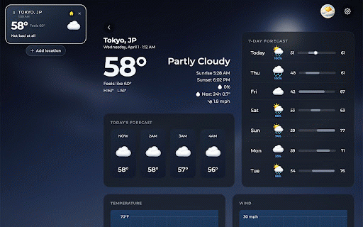 Bright Sky Weather Tab :: Weather forecast as your new tab page — location search, hourly and daily forecasts