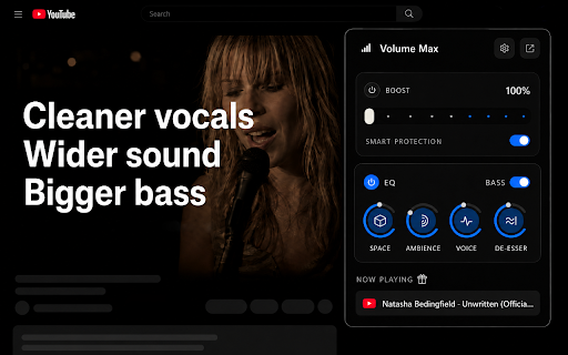 Volume Booster 1000% - Sound Booster & Bass Boost :: Boost browser volume up to 1000% without distortion. Includes smart protection, clean loudness control, and stereo width.