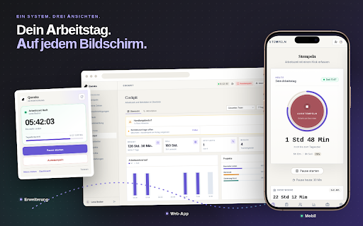 Quoska Zeiterfassung :: Arbeitszeit und Pausen direkt im Browser erfassen – ohne Überwachung.