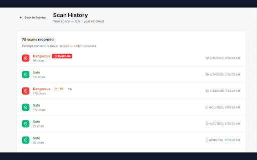 Clarifence — AI Prompt Security Scanner :: Scan your AI prompts for PII leaks and prompt injection attacks before sending. Works across major AI chat platforms.