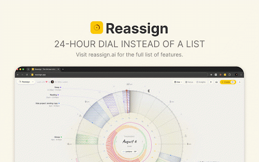 Reassign :: Your day as a dial. Glance at today, add anything you find to your plan.