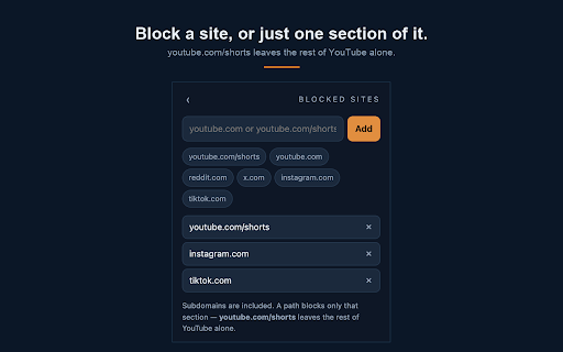 Tundra — Block sites behind friction :: Block any site behind friction strong enough to actually work. Private, local, no account.