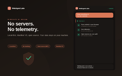 WebAgent Labs: built for action, not just browsing :: An autonomous AI agent that perceives, reasons, and acts on web pages to achieve your goals.