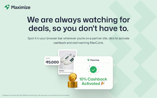 Maximize :: Earn cashback, buy discounted gift cards, and collect MaxCoins on supported shopping websites.
