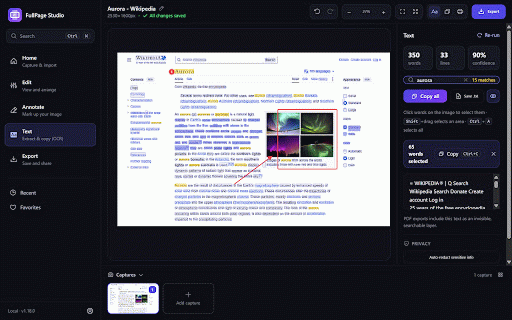 FullPage Studio — Full Page Screenshot & Screen Capture Editor :: Full page screen capture & screenshot editor: annotate, blur, auto-redact, OCR, export PNG/JPEG/PDF. All free, 100% offline.