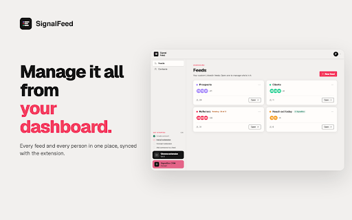 SignalFeed: Custom LinkedIn Feeds & Focus Lists :: Build custom LinkedIn feeds of clients, prospects and leads. See only their posts, skip the algorithm, and never miss an update.