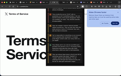 ClearClause :: Understand any Terms of Service instantly. Plain English summaries with risk ratings.
