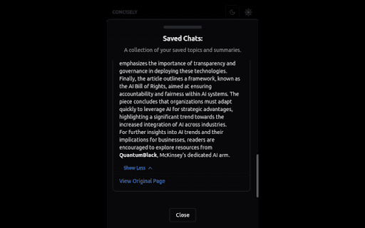 Concisely - One click summarize any webpage/PDF :: One click summarize any webpage or PDF with AI.