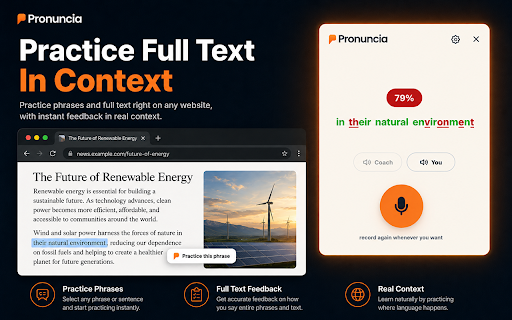 Pronuncia :: Practice the pronunciation of selected English text with Pronuncia.