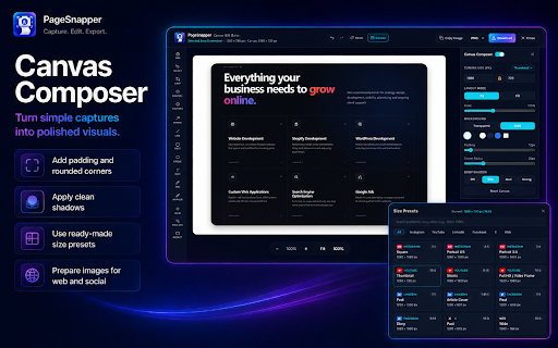 PageSnapper: Capture, Edit & Export :: Capture full pages, selected areas, elements, and visible screens. Edit, redact, compose, and export locally.
