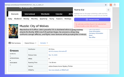 Text to iCal :: Highlight text and convert it to an iCal file with modern UI and dark mode support