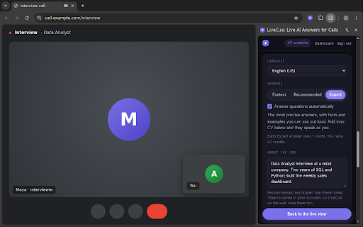 LiveCue: Live AI Answers for Calls :: Live AI answers to the questions in your calls. Hears your Meet, Zoom or Teams tab and answers in seconds. By Adarsh Kanaujia.