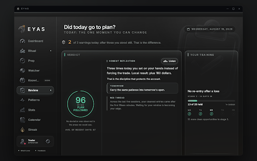 Eyas Feed :: Reads your TradingView account read-only and feeds your local Eyas app. No cloud, no clicks, no orders.