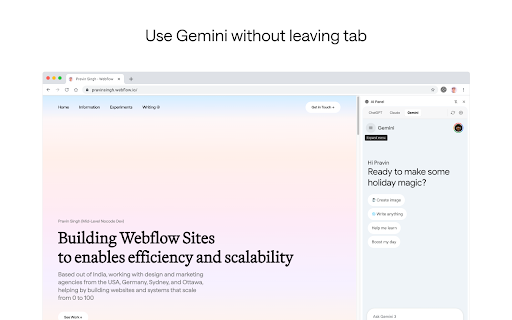 AI Panel :: Opens ChatGPT, Claude, and Gemini in the Chrome Side Panel.