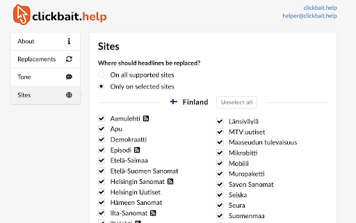 Clickbait.help :: Replaces clickbait headlines with proper ones. Generates headlines and summaries in different tones. Free, no ads or nagging.