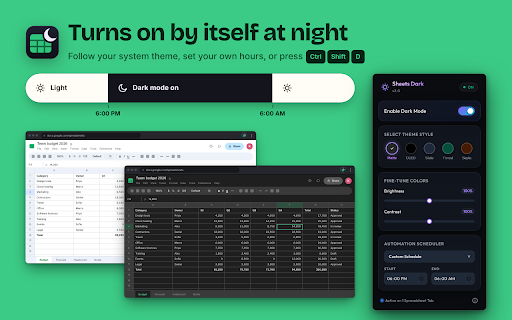 Google Sheets Dark Mode :: Applies a dark theme to Google Sheets.