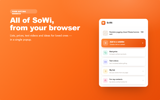 SoWi — Wishlist Companion :: Add products you find on any merchant page to your SoWi wishlists — for you or a contact.