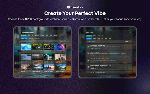 DeenTab – Halal Productivity Dashboard for Focus & Faith :: A peaceful productivity dashboard with Islamic tools — Quran, prayer times, to-dos, audio, and more — all in one place.