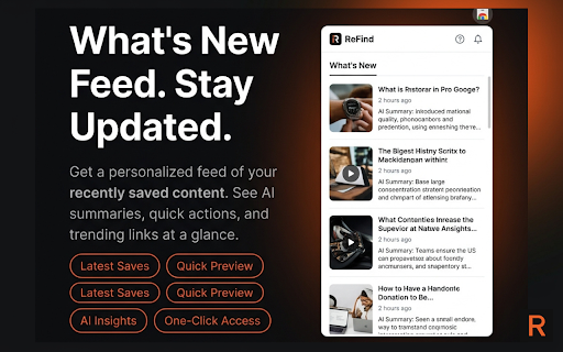 ReFind - AI Powered Link Manager :: Never lose saved links! AI-powered summaries, smart search & categorization for YouTube, articles, and social media content.
