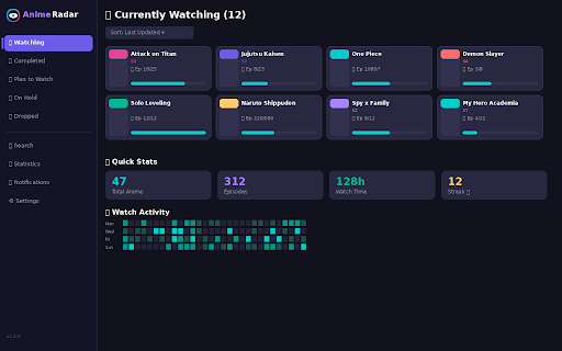 AnimeRadar - Smart Anime Tracker :: Auto-detect and track your anime episodes. Never lose your place again.