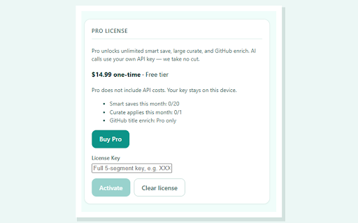 AI Bookmark Butler :: Lightweight AI layer on Chrome bookmarks: smart save, semantic search, batch curate. BYOK; zero network by default.